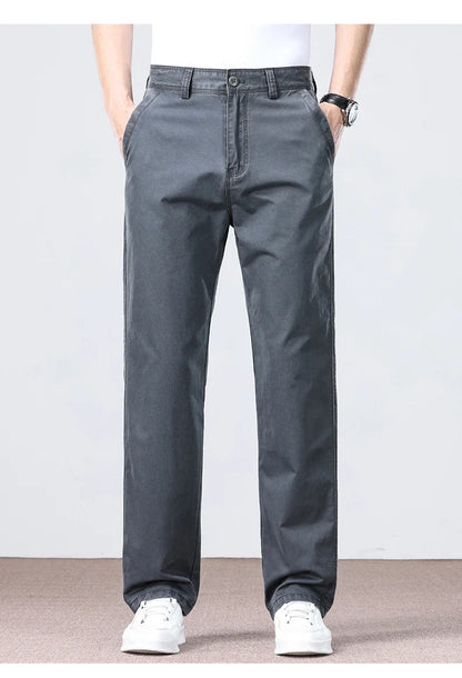 100% Cotton Straight Casual Pants Men's New Cargo Pocket Fashion Brand Comfortable High Quality Business Male Pants