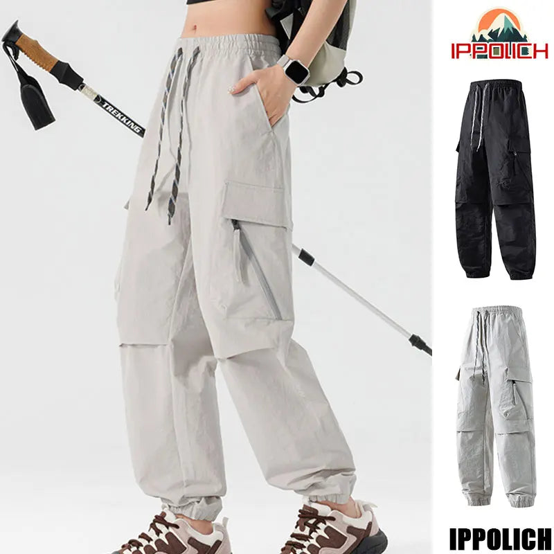 Hiking Men Pant Breathable Waterproof Trousers Elastic Waist Camping Pant Women Slant Pockets Travel Pant Outdoor Sports Pant
