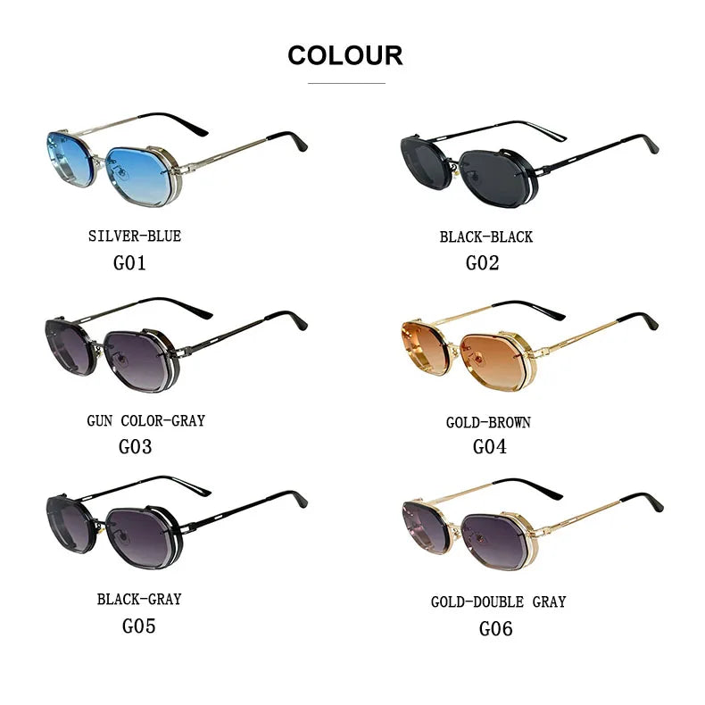 2024 Steampunk Sunglasses For Men Fashionable Square Punk Fashion Glasses Designer Sunglasses Women Trendy Gafas De Sol Hombre