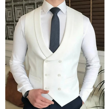 Men Vest Double Breasted With Lapel Solid Waistcoat For Wedding Banquet Business Party Work Office Casual Daily Men Suit Vest