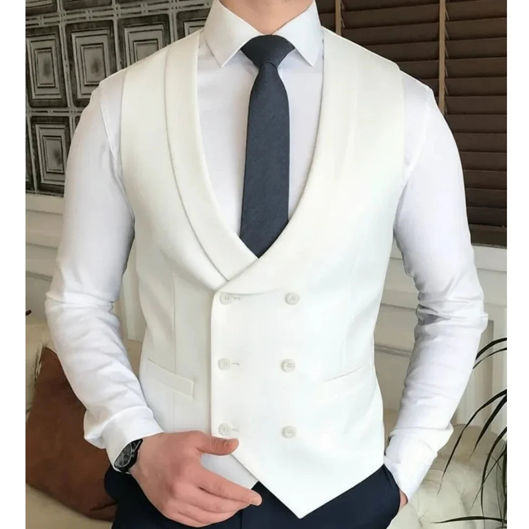 Men Vest Double Breasted With Lapel Solid Waistcoat For Wedding Banquet Business Party Work Office Casual Daily Men Suit Vest