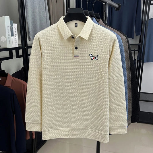 luxury men's new high quality long sleeves Polo shirt lapel embroidery jacquard brant T-shirt business fashion leisure Mens wear
