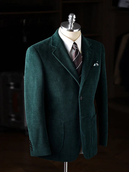 High-Quality Corduroy Men Suits 1 Pieces Classic Casual Single Breasted Groom Tuxedos Tailor Made Jackets Male Blazers Costume