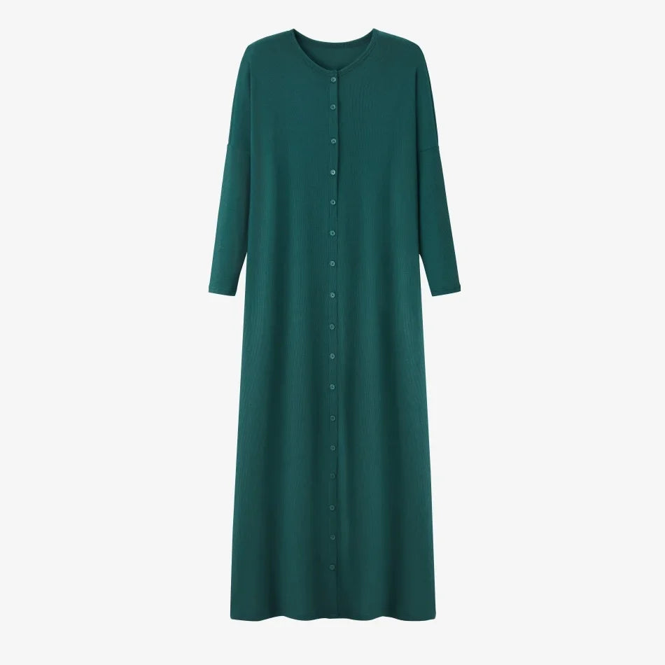 AS SS26 summer loose style button dress comfortable ribbing fabric dress o-neck lady clothes