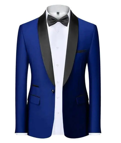 Mens Blazer Slim Fit Suit Jacket 1 Button Velvet Shawl Collar Wedding Formal Suit Jacket