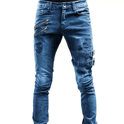 2023 Plus Size Straight Jeans Man Pants Spring Summer Boyfriend Jeans Streetwear Skinny Zips 3 Colors Cacual Long Denim Trousers