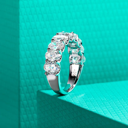0.5ct Oval Cut Moissanite Wedding Bands 925 Sterling Silver Lab Created Diamond Half Eternity Rings Jewelry Wholesale