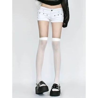 Y2k Streetwear Harajuku E-girl Summer Women 2000s Grunge Kpop Japanese Gyaru Low Rise Jean Shorts Slim Denim Hot Pants Trashy
