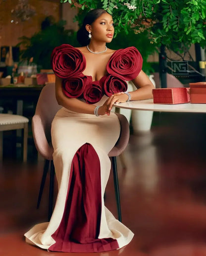 Customized Prom Dresses Flower V-Neck Mermaid Evening Dress Sleeveless Exquisite High Quality Formal Wedding Party Gown Women
