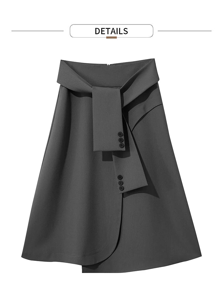Minimalist New Skirt Women Summer 2025 Solid Loose Mid-length A-line Asymmetric Skirts Female Fashion Office Lady 12542045