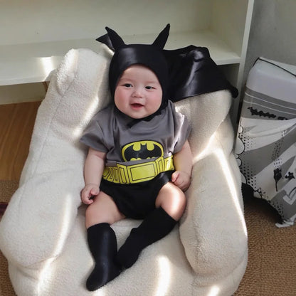Ins South Korean Super Hero Baby Clothes Set 2025 Summer Onesie Boy Girls Romper Newborn Outfit 100% Cotton with hat