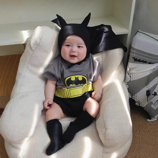 Ins South Korean Super Hero Baby Clothes Set 2025 Summer Onesie Boy Girls Romper Newborn Outfit 100% Cotton with hat