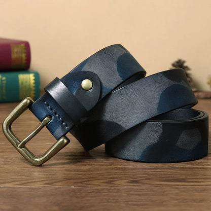 3.3CM 3.8CM Camouflage Tactical Belt Solid Brass Buckle Sports Strap Cowskin Real Genuine Leather Belt Military Belt
