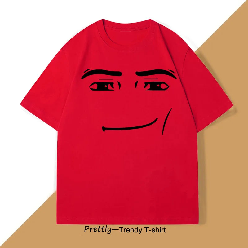 Roblox Face Meme T-shirt Men Women Causal Cotton Short Sleeve Tshirt Loose Short Sleeve Tops Harajuku Y2k Oversized Tops Tee
