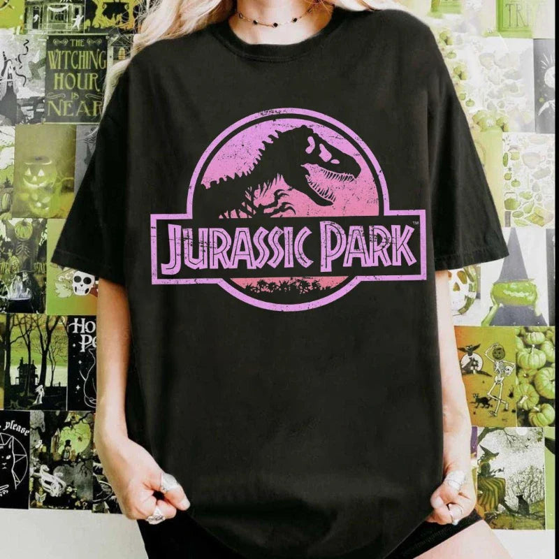 Summer Hot Selling Jurassic Retro Neon Pink Logo T-shirt, Jurassic Park Logo Shirt, Dinosaur Tyrannosaurus Rex Shirt T-shirt