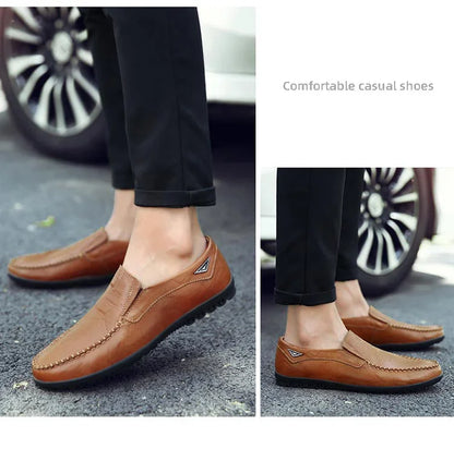 Genuine Leather Men Casual Shoes Luxury Brand Mens Loafers Moccasins Breathable Slip on Black Driving Shoes Plus Size 37-47