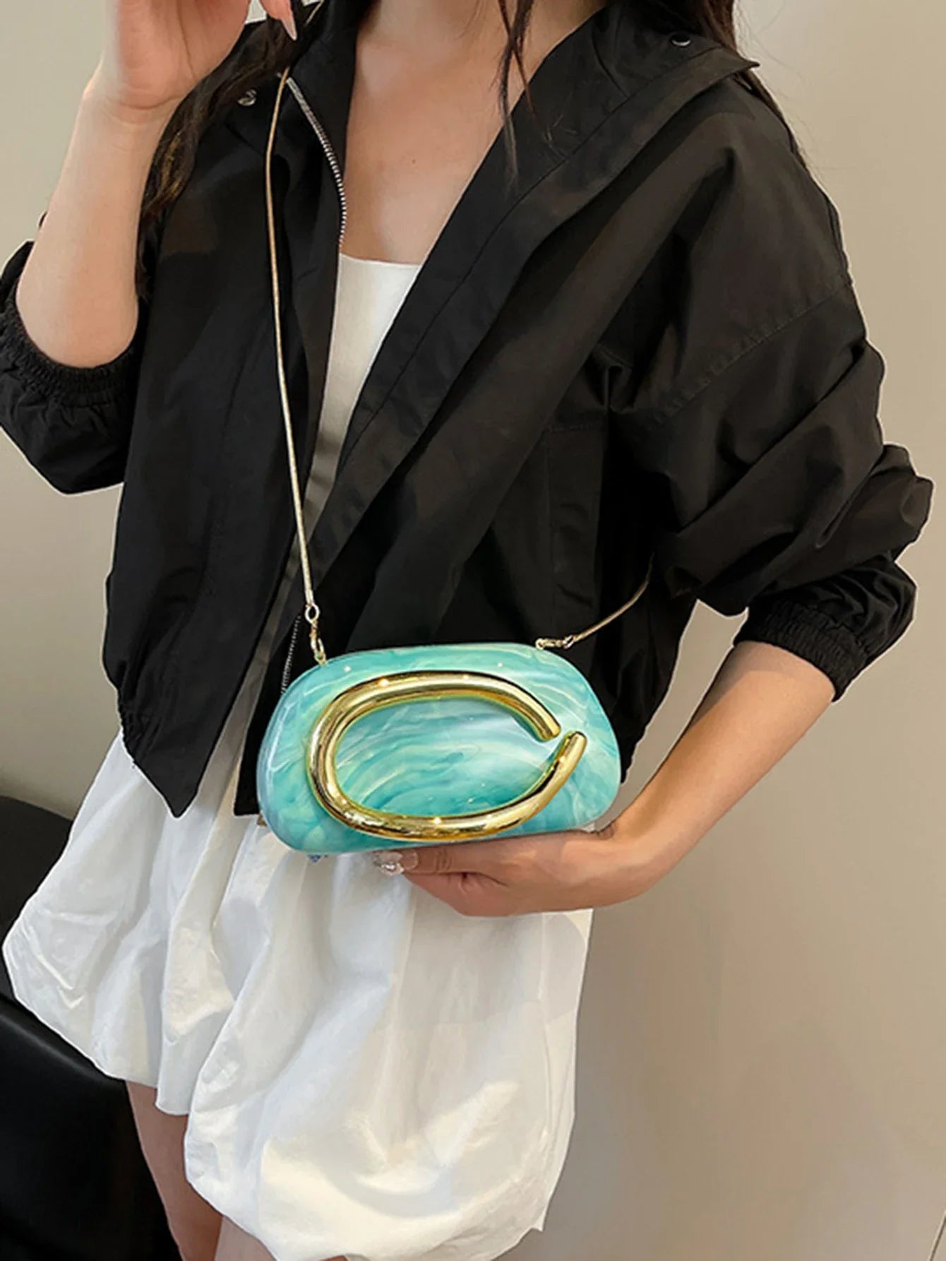 Women's Sealed Box Shaped Acrylic Clutch Fashion Dinner Wedding Party Handbag Elegant Luxury Designer Crossbody Shoulder Bag