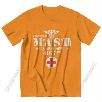 Vintage Mash Tv Show Men T Shirt 100% Cotton Tee Tshirts Summer T-Shirt Gift Women Unisex Clothes Novelty Design