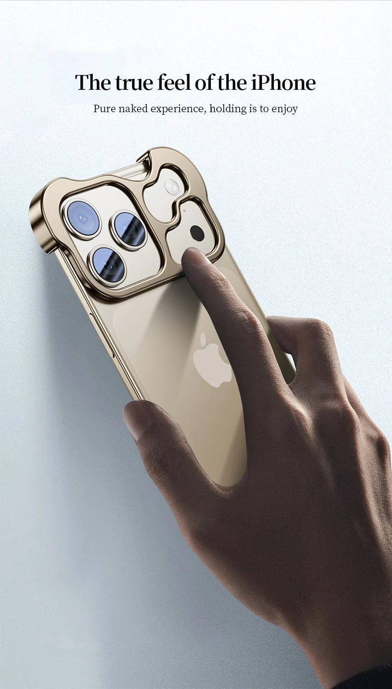 Luxury Irregular Metal Bumper Phone Case For iPhone 17 Air Pro Max Aluminum Shockproof Corner Pads Plating Ultra Thin Back Cover