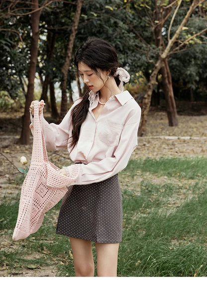 French Spring Blouses Women 2025 New Long Sleeve Turn-down Collar Loose Shirts Female Fashion Lace Casual Tops MXE16C0760