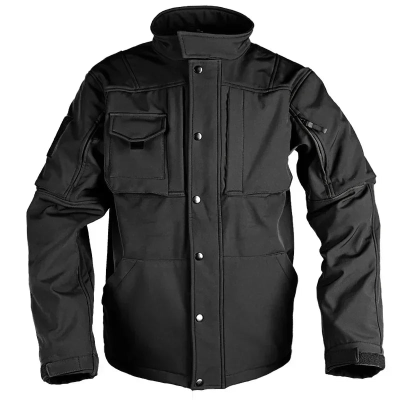 Tactical Shark Men's Soft Shell Jacket Fleece Lined Waterproof Warm Outdoor Combat Coat with Multiple Pockets Windbreaker