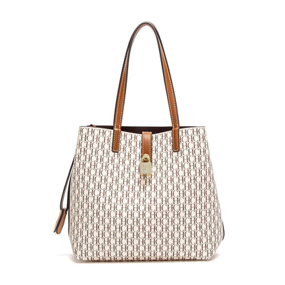 Tote Bag Spring Large Capacity Handbag Simple Beige 27x12x22cm