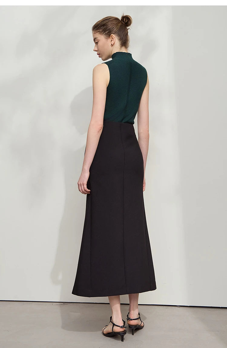 Minimalist Skirt Mermaid For Women 2025 Spring New Elegant Office Lady Solid Mid Length Slim Thin Elastic Skirts 12521065