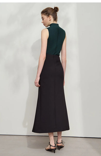 Minimalist Skirt Mermaid For Women 2025 Spring New Elegant Office Lady Solid Mid Length Slim Thin Elastic Skirts 12521065