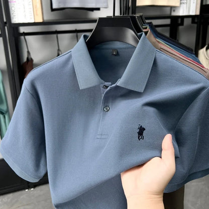 Designer brand 100% cotton short sleeve polo shirt luxury fashion pony embroidery men's business leisure summer new Paul T-shirt