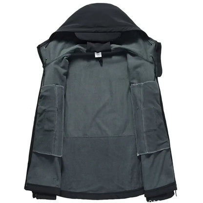 Motorcycle Shark Skin Soft Shell Jackets Men Tactical Windproof Waterproof jacket men Combat Jackets Mens Hooded Bomber Coats