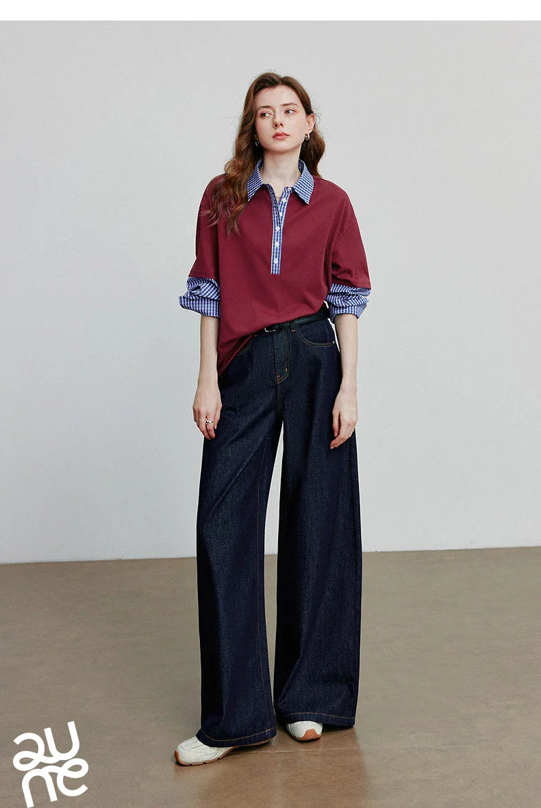 Women Denim Jeans 2025 Autumn New loose Curved Banana Wide Leg Pants