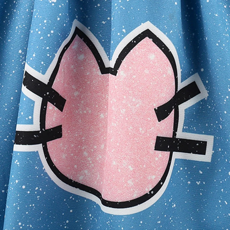 Summer Kids Flying Sleeve Cats Princess Dress With Ears Headwear For Carnival Birthday Party Fancy Girls Striped Vestidos