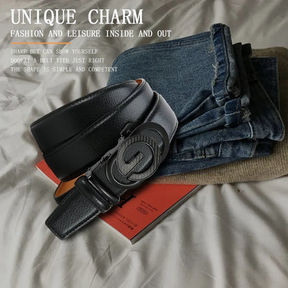 Men's Leather Belt Men's High-quality Metal Buckle Business Black Cowhide Men's Fashionable Casual Belt Women's Size