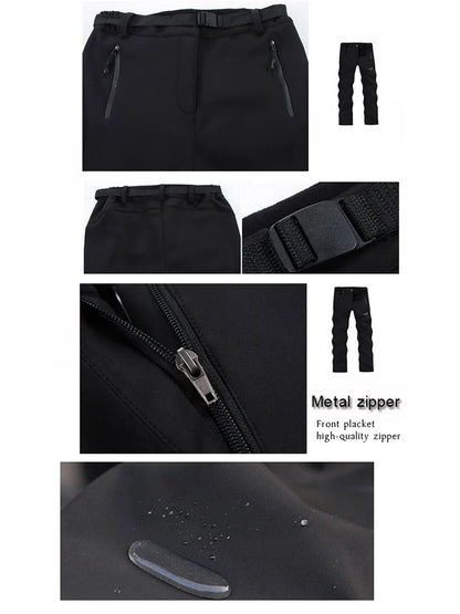 Women Winter Ski Trekking Pants Hiking Snow Autumn Outdoor Soft Shell Thick Cloth Keep Warm Windproof Warm Camping Trousers