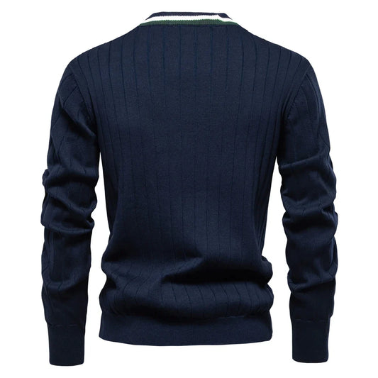 Brand Men's Cotton Cardigan Sweater V Neck Button-up Casual Youth Knit Sweaters for Men