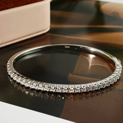 Moissanite Bangles for Women All 2.5mm D VVS1 Lab Diamond Bracelets 925 Sterling Silver Bracelet Wedding Birthday Gift
