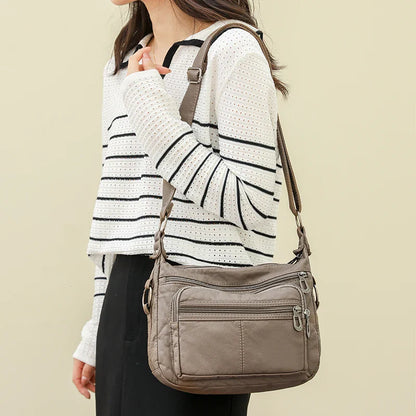 Women Bag 2023 New Fashion Middle-aged Handbag Multi-pocket Practical Messenger Vintage Shoulder Bag Hobos Trend Crossbody Pack