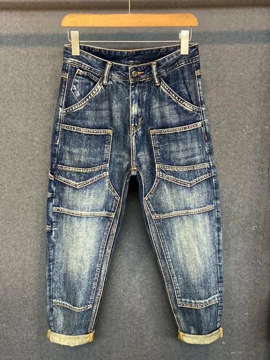 Autumn and Spring Fashion Trend American Vintage Straight Leg Denim Pants for Men Casual Loose Comfortable High Quality Pants
