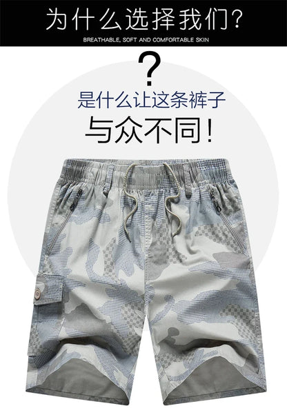 Men's Streetwear Sports Casual Shorts Big Size Loose Fit Knee Pants Man Clothes Fashion Zipper Pockets Drawstring Short Pants