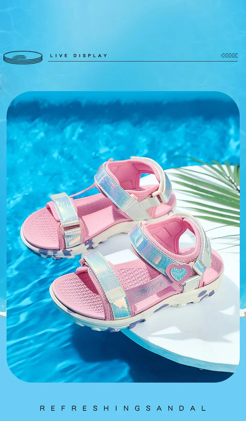 Princess Girls' LED Sandals Children's Toddler Sports Beach Pink blue Girls' Soft Shining Shoes Outdoor Soft  Anti-Slip LED Shoe