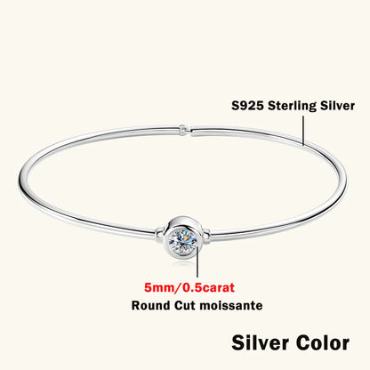 1CT Solitaire Waterdrop Moissanite Bangles for Women 925 Sterling Silver Pear Cut Diamond Bracelet with Certificate Fine Jewelry