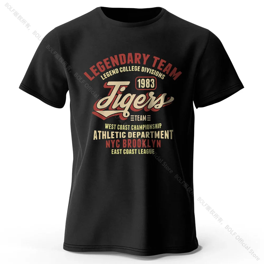 Minimalist Tiger Silhouette Printed 100% Cotton T-Shirt, Breathable Round Neck Short Sleeve Tee for Men & Women