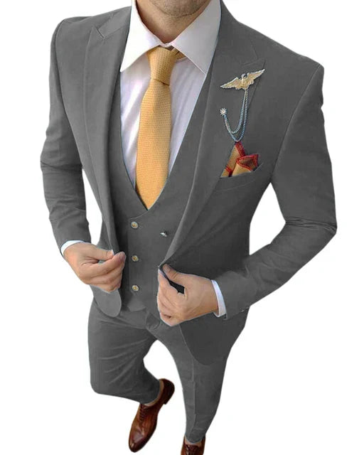 12 Colors Formal Business Men Suit Costume Homme Tuxedos For Wedding Bridegroom 3 Pcs Prom Slim Fit Blazers Jacket Pant Vest