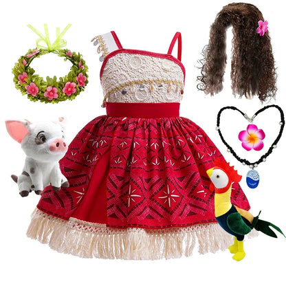 Newest Movie Disney Princess Moana 2 Dress Girls Cosplay Vaiana Carnival Party Ocean Adventure Costume Kids Fancy Clothes Outfit