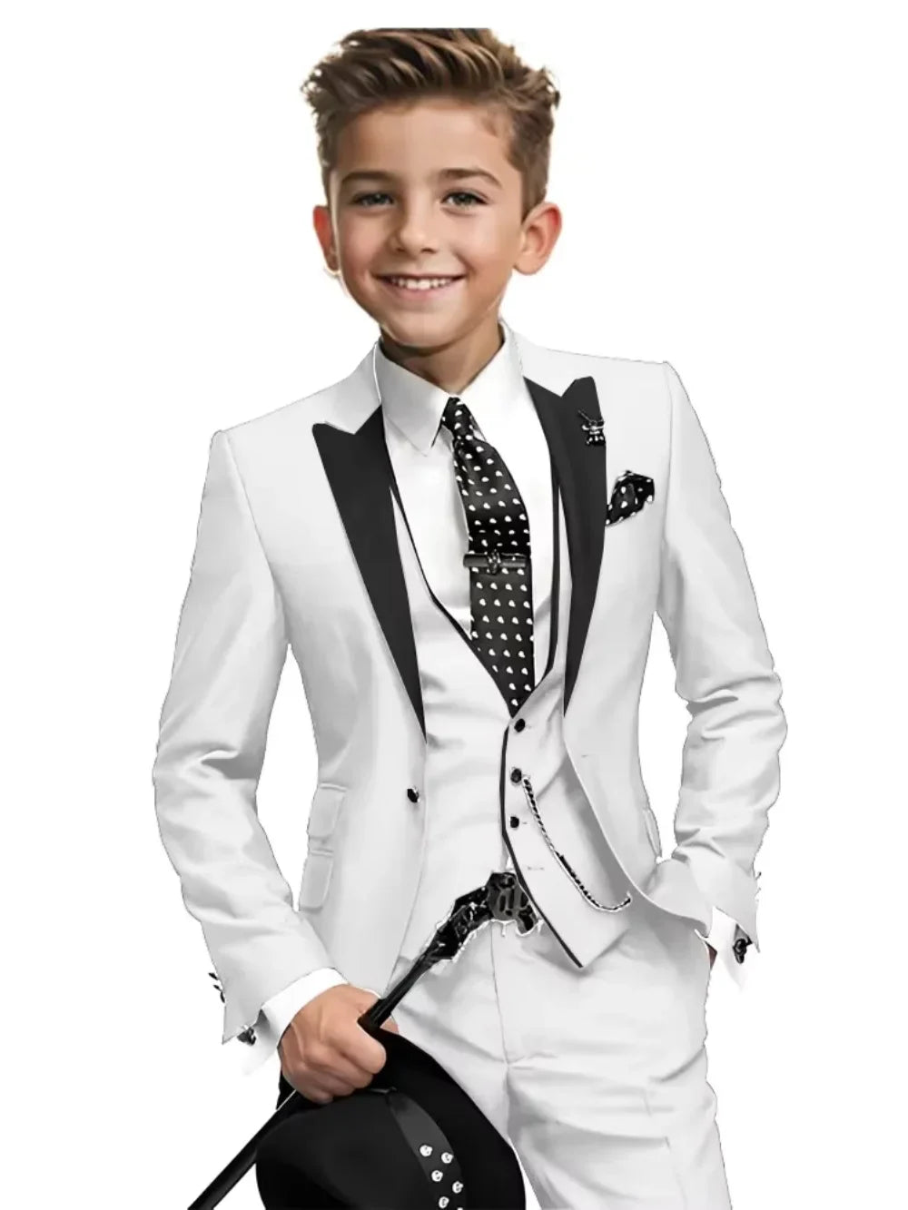 High Quality Boys Formal Suit Set 3 Pieces For Violin Performance Classy Peak Lapel Kids Slim Fit Tuxedo Birthday Party Wear
