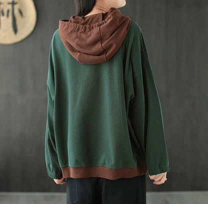 Brown Hoodies Embroidered Female Clothes Hooded Red Sweatshirts for Women Loose Green Baggy Tops Aesthetic Thick Goth Trend Emo