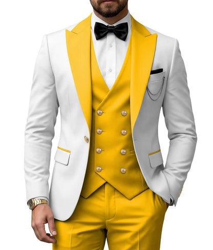 Men's 3 Piece Tuxedo Slim Fit for Men Tuxedo Suit Double Breasted  for Wedding Groom Business Tuxedos