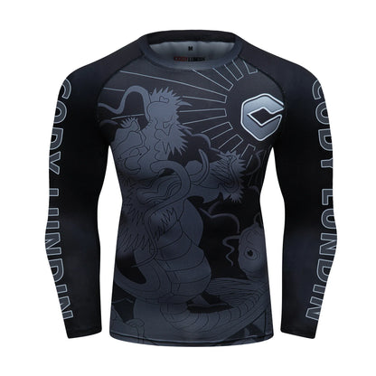 Men Sun Ptotection Fabric Gym Fitness long Sleeve Rashguard Spandex Quickly Dry jiu jitsu No Gi Rash Guard Bjj Grappling Shirts