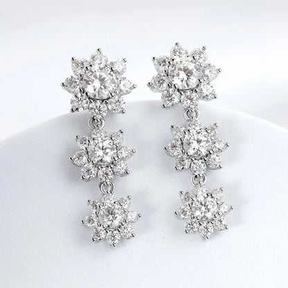 Full Moissanite Jewelry Set 925 Sterling Silver Sunflower Necklace Bracelet Earring Sets For Women Fine Jewelry GRA Tested