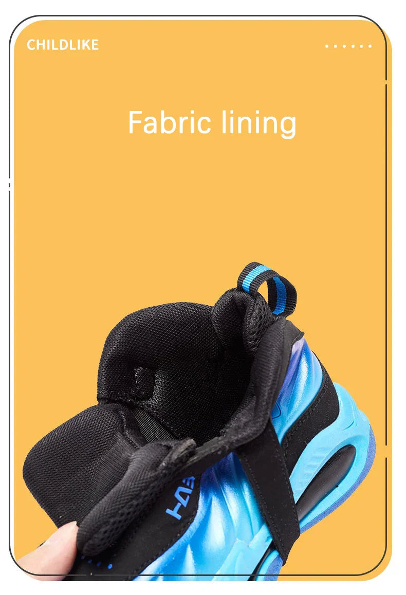 Trend Cool Kids Shoes Leather Lightweight Breathable Boy Girl Sneakers Basketball Shoes Non-slip Children Outdoor Running Shoes